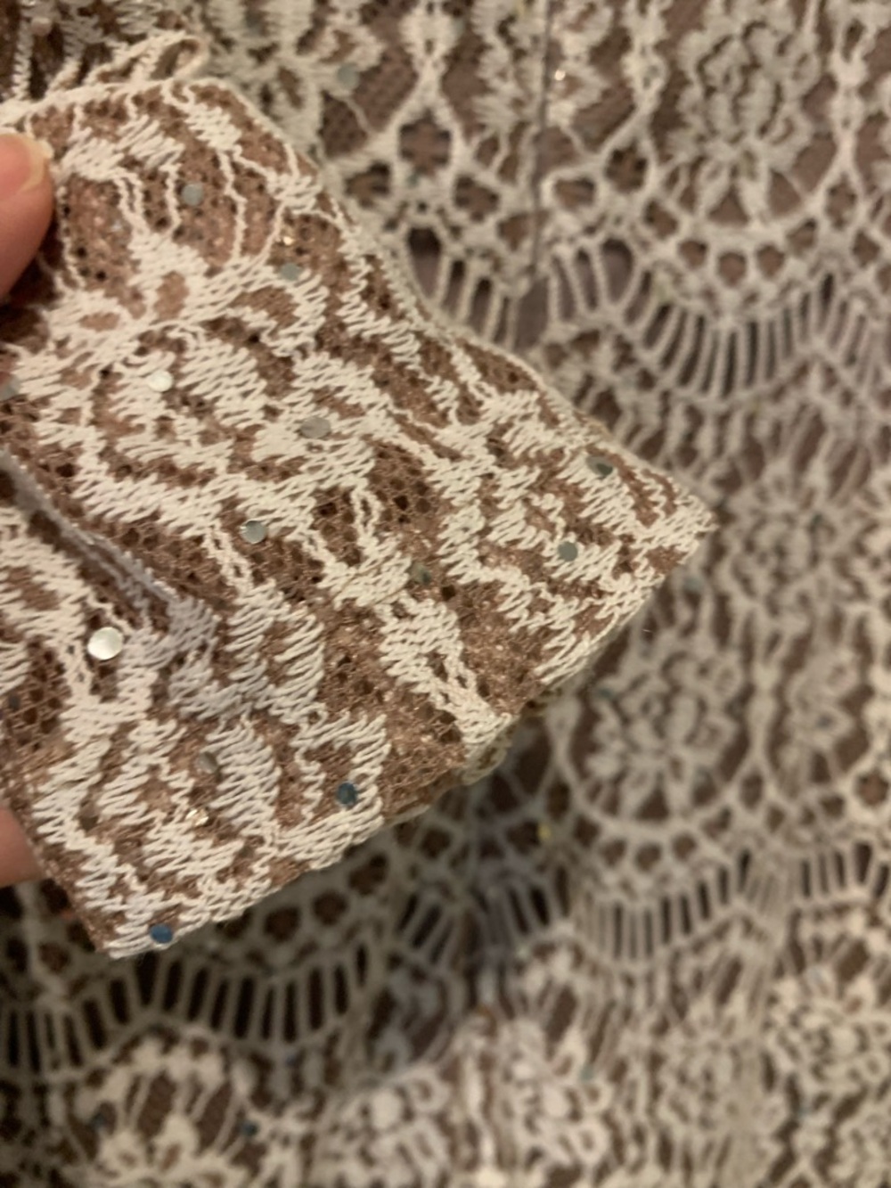 Jessica H Lace Dress in Tan and Cream - Picture 7 of 7